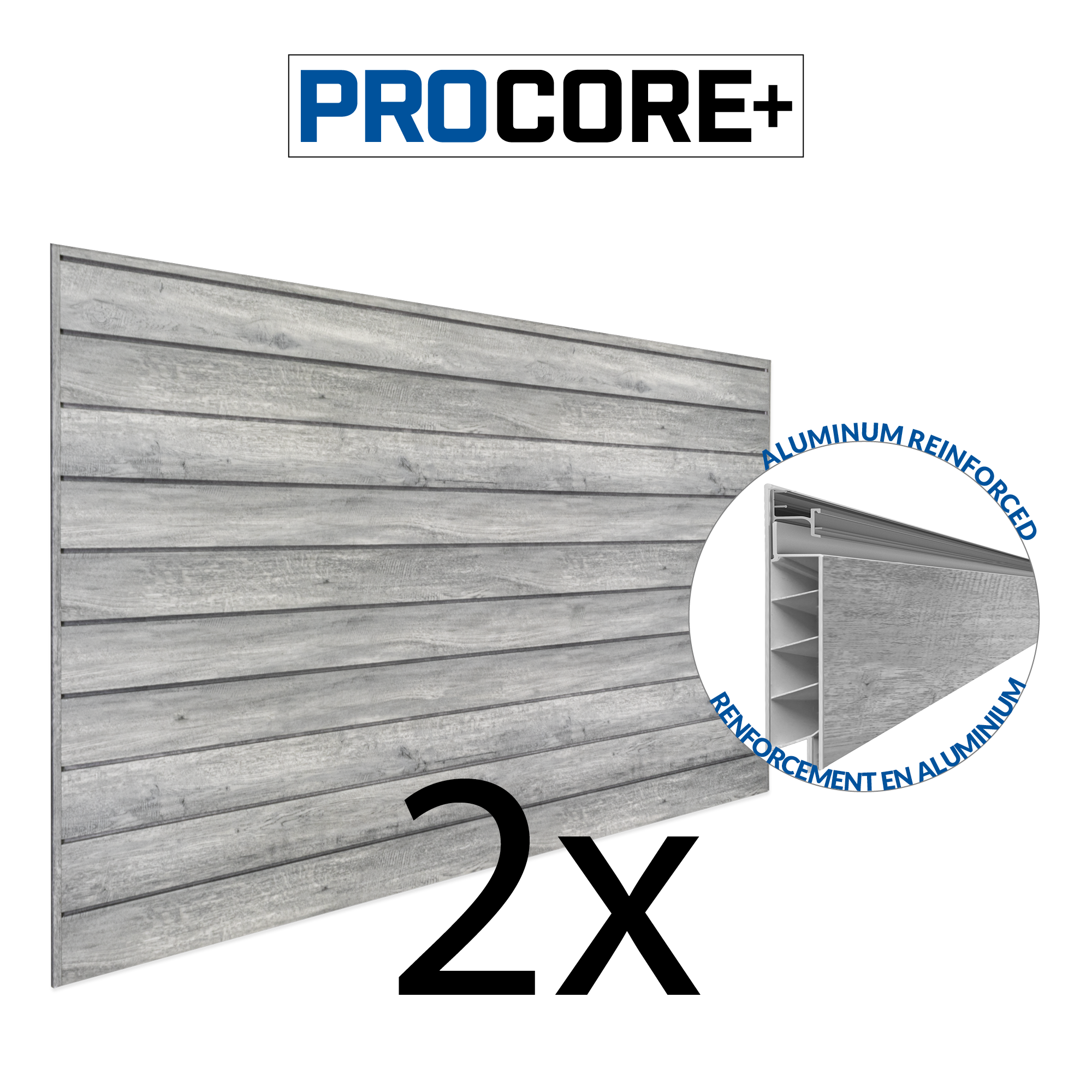 4 ft. x 8 ft. PROCORE PLUS PVC Slatwall – 2 Pack 64 sq ft