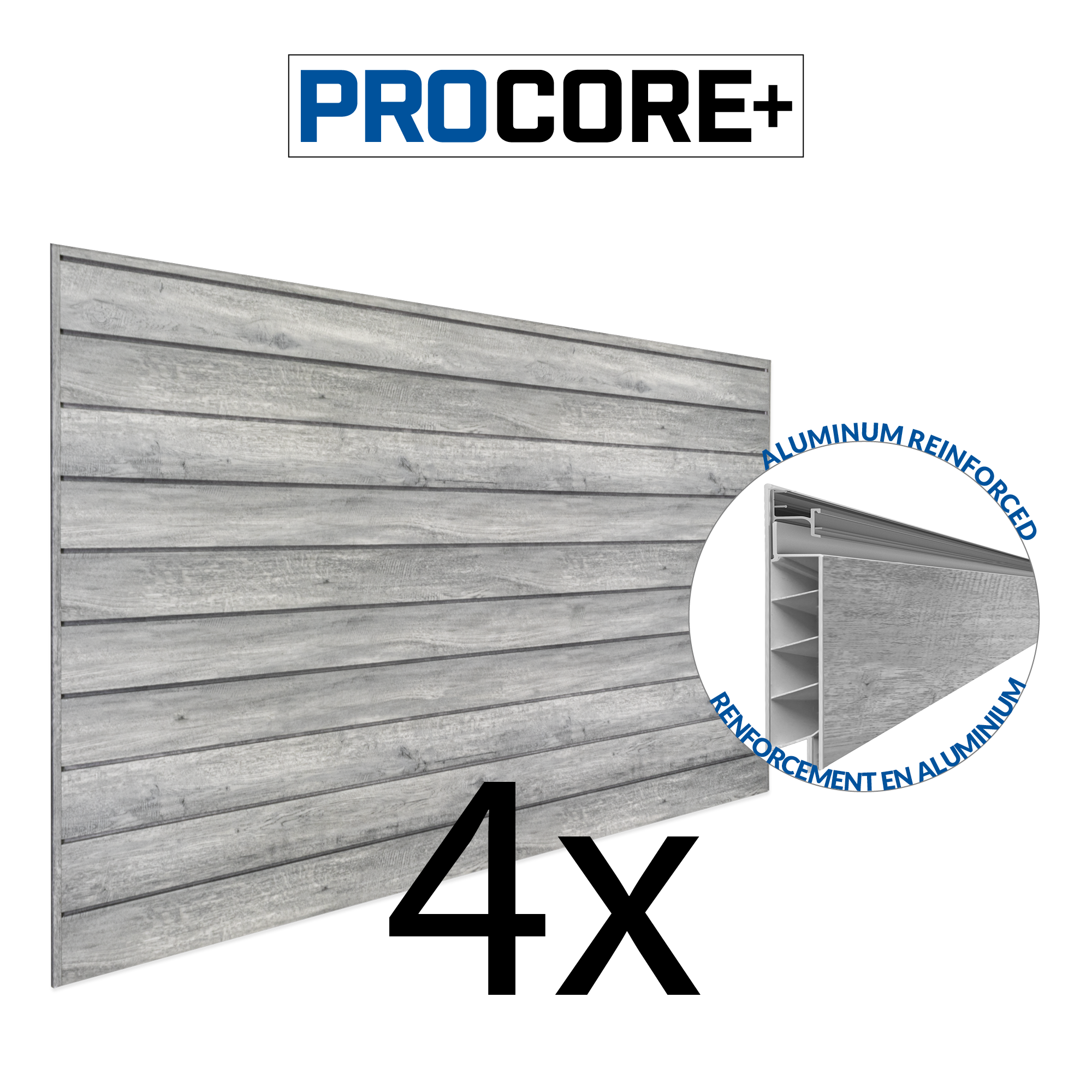 PROCORE PLUS Panneaux en PVC de 4 pi x 8 pi – Ensemble de 4 – 128 pieds carrés