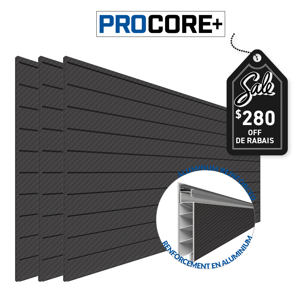 4 x 8 ft. PROCORE+ Black Carbon Fiber PVC Slatwall – 3 Pack 96 sq ft