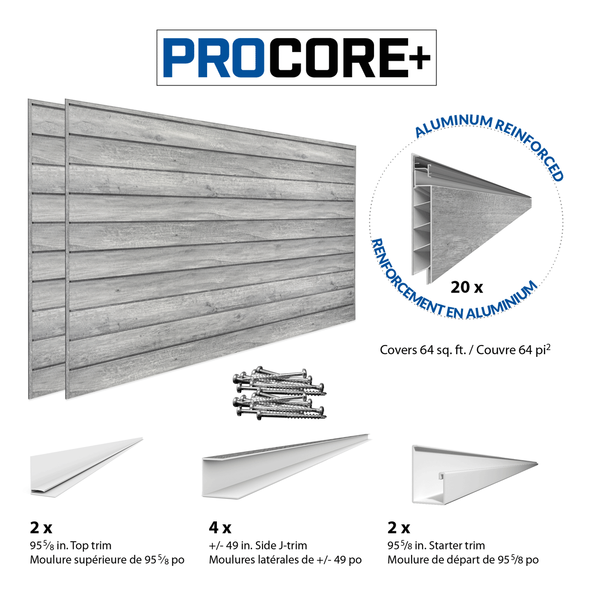 PROCORE+ Panneaux au fini bois gris – Ensemble ultime