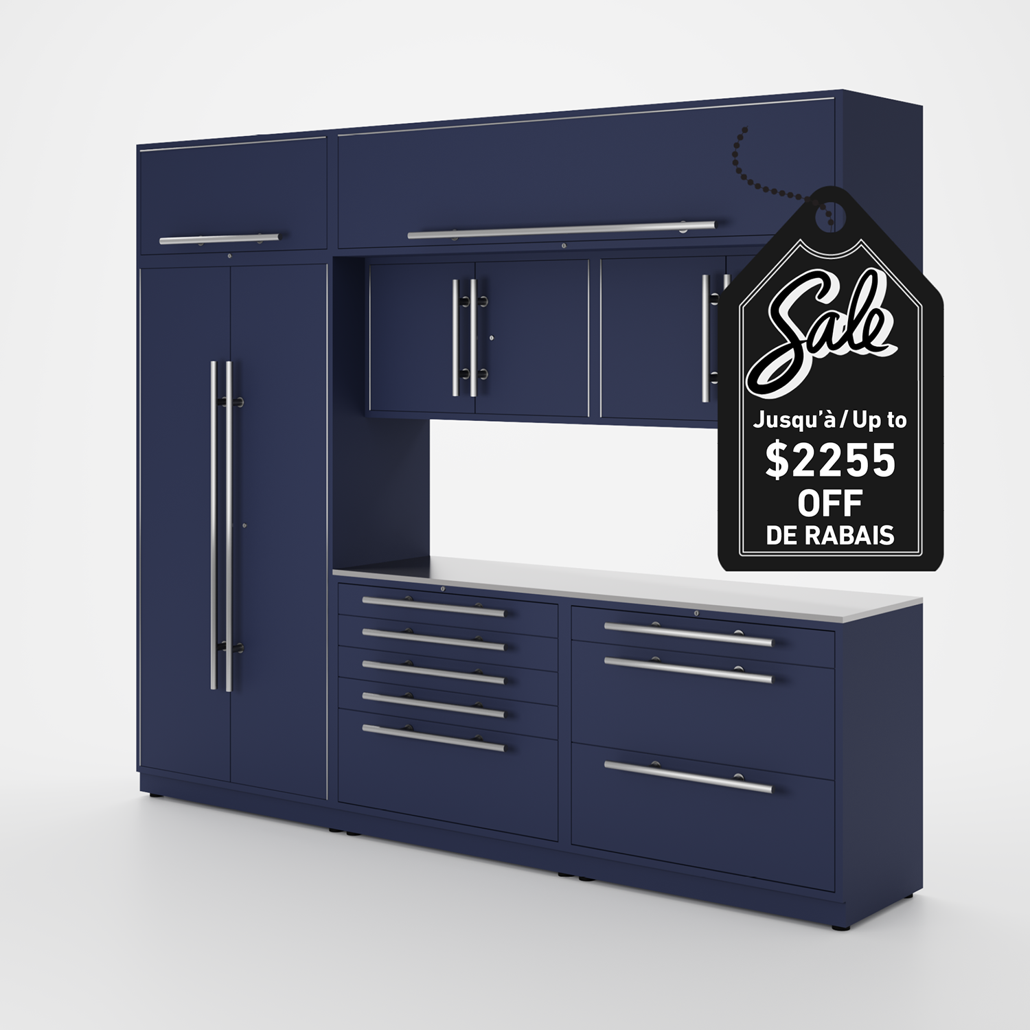 Armoires LUX — Ensemble de 10 pieds – COFFRE À OUTILS + Modules supérieurs