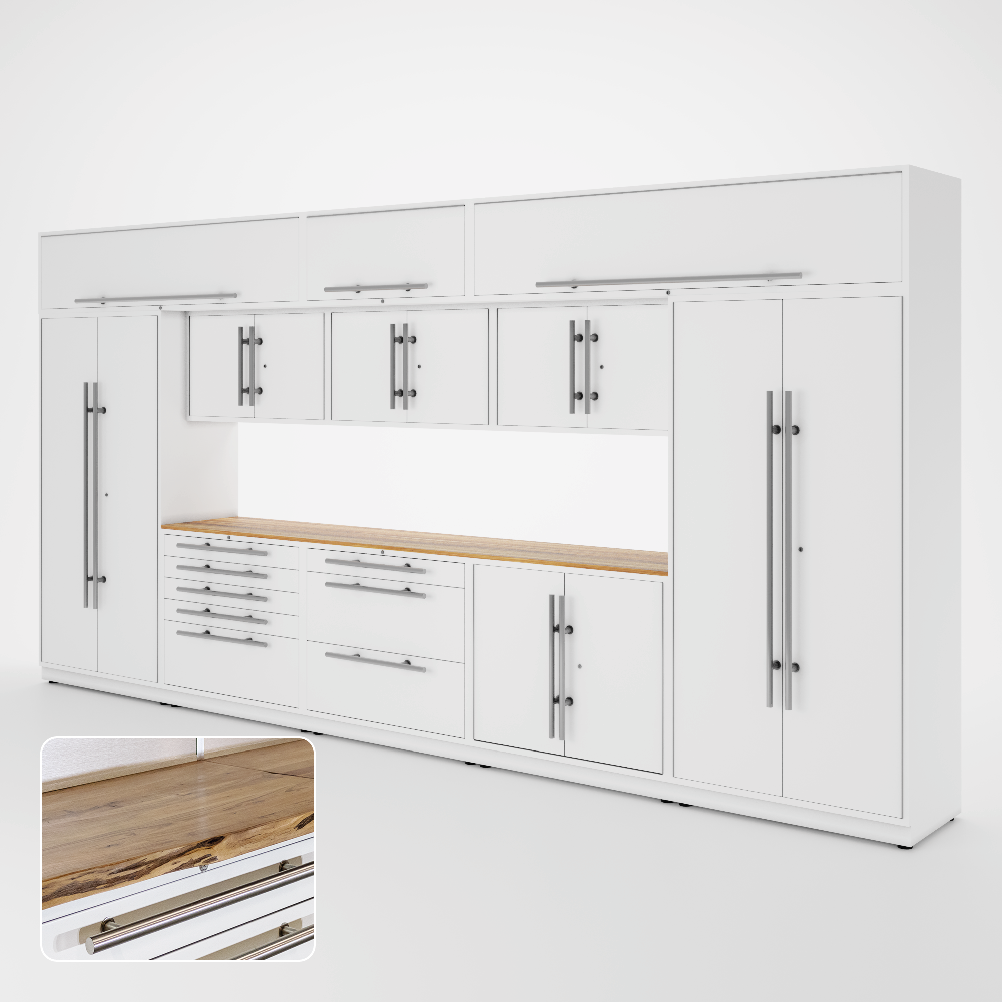 Armoires LUX — Ensemble de 16 pieds — Grand coffre + Modules supérieurs