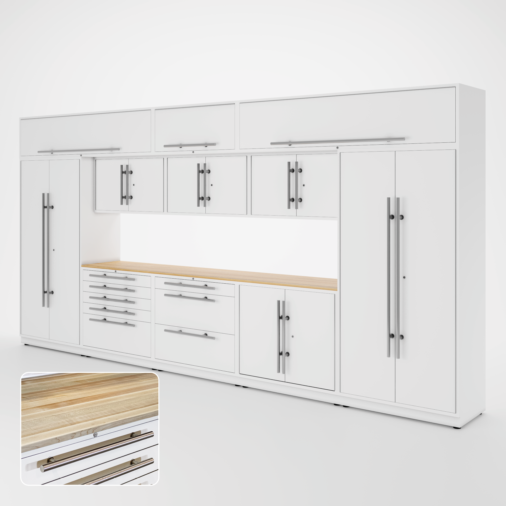 Armoires LUX — Ensemble de 16 pieds — Grand coffre + Modules supérieurs