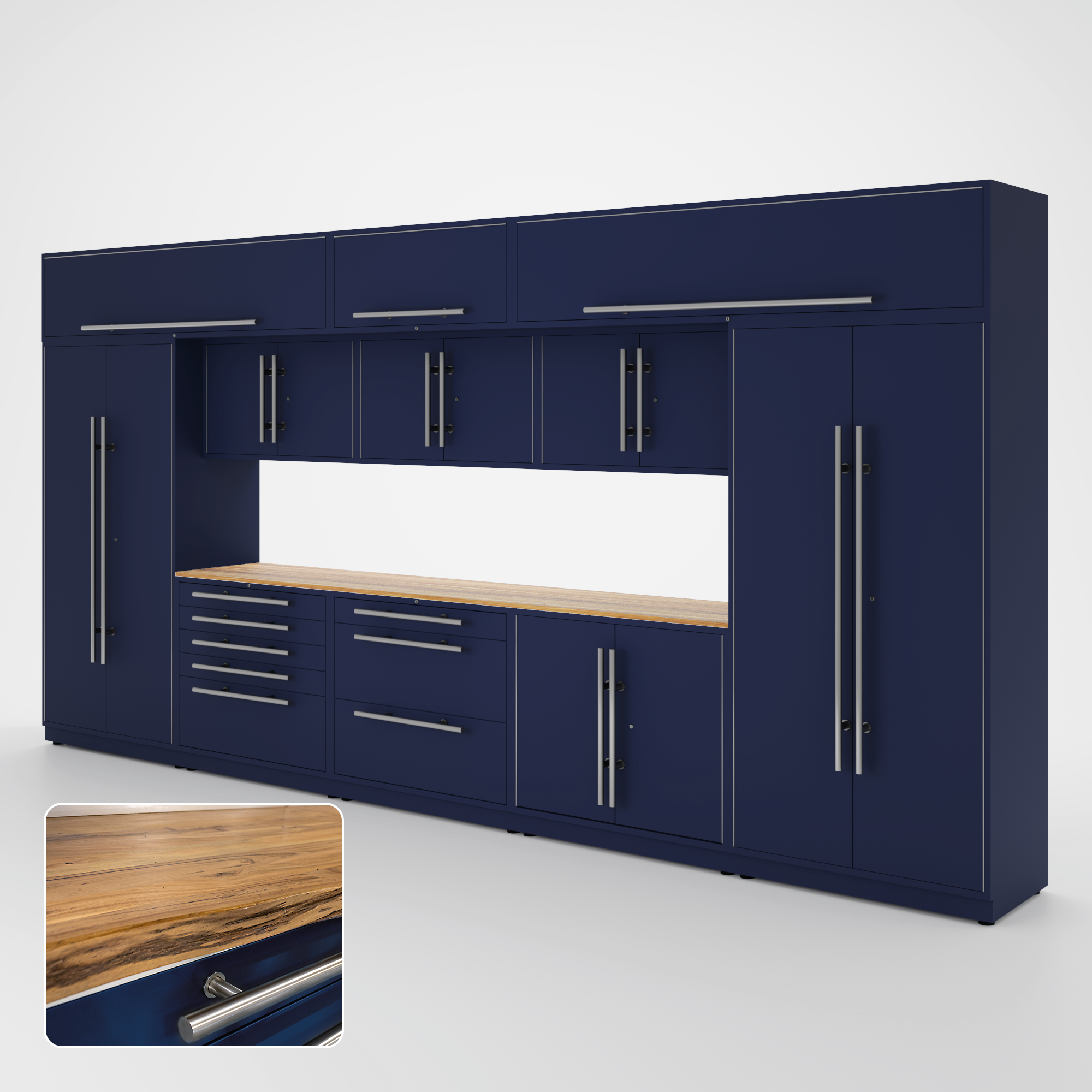 Armoires LUX — Ensemble de 16 pieds — Grand coffre + Modules supérieurs