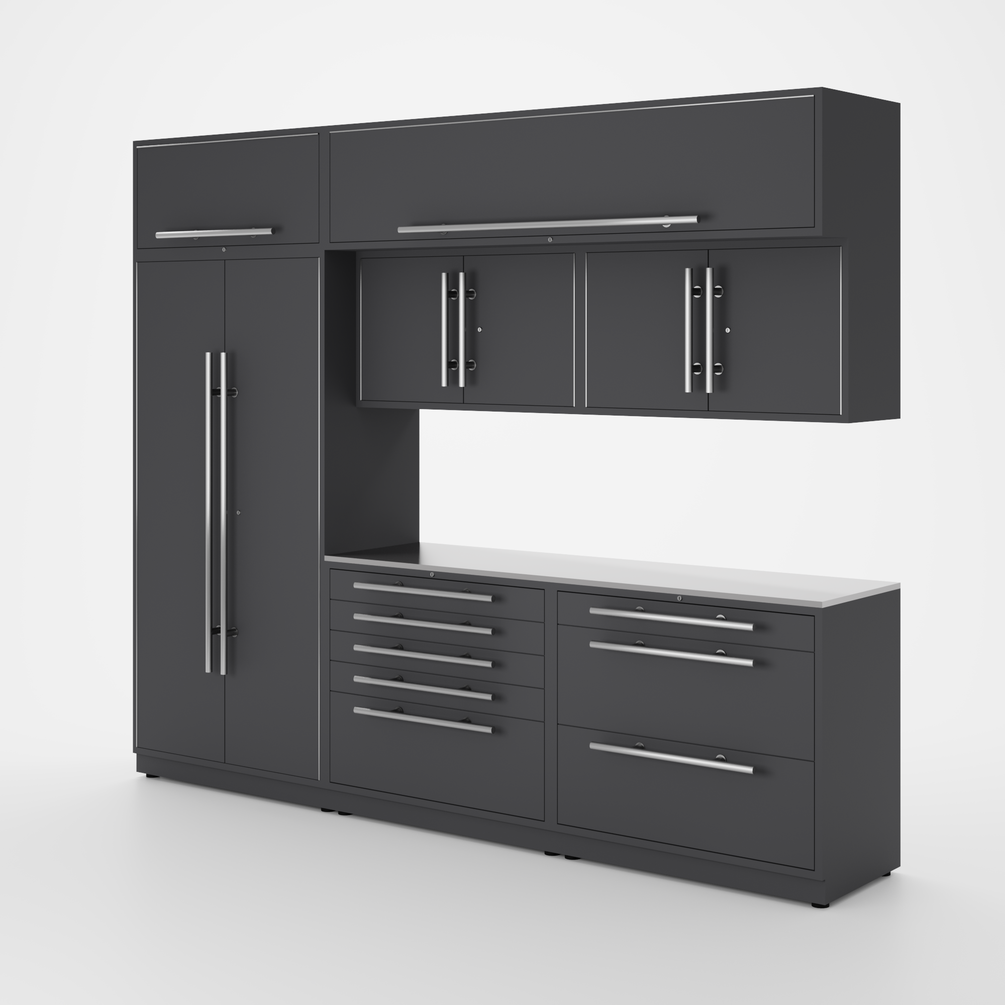 Armoires LUX — Ensemble de 10 pieds – COFFRE À OUTILS + Modules supérieurs