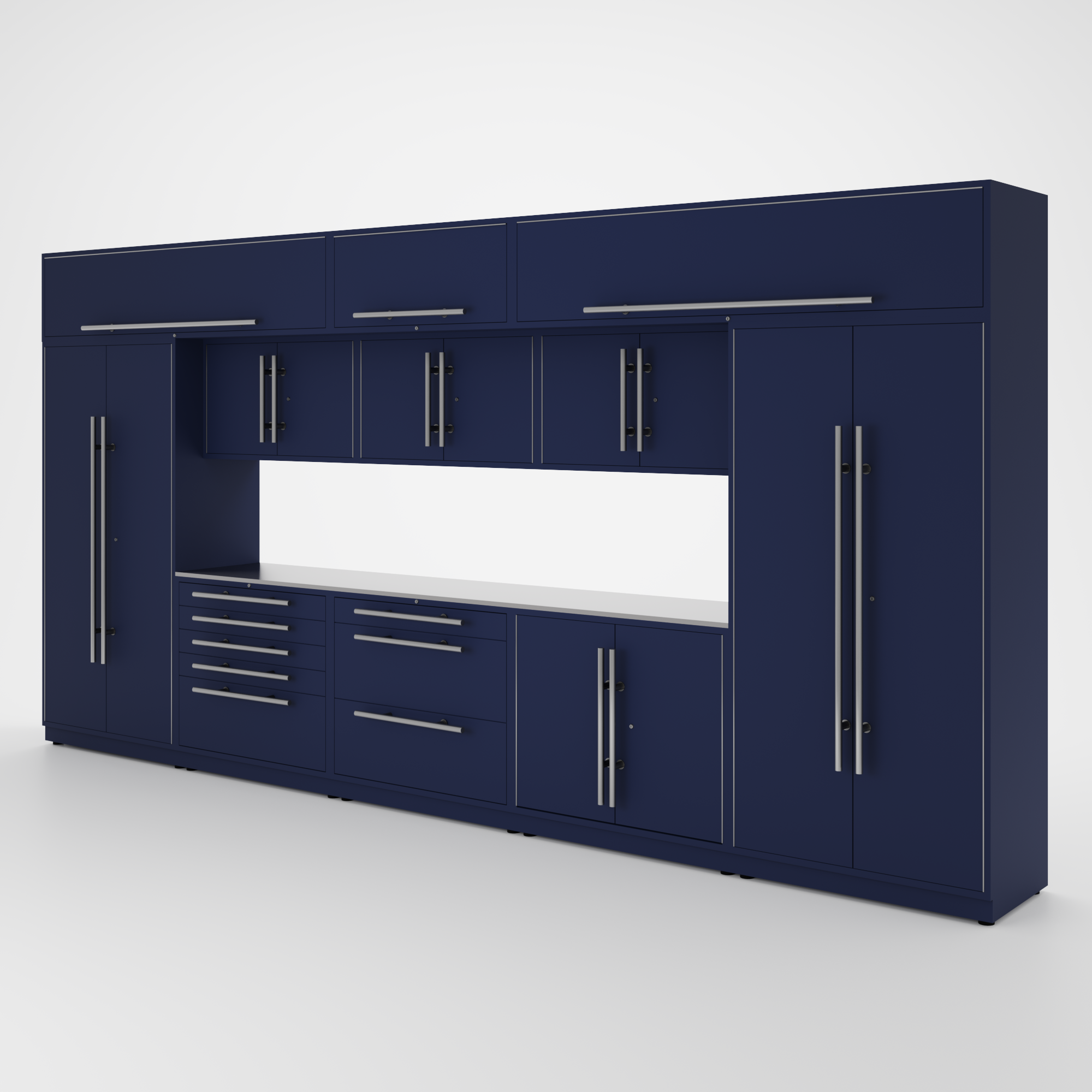 Armoires LUX — Ensemble de 16 pieds — Grand coffre + Modules supérieurs