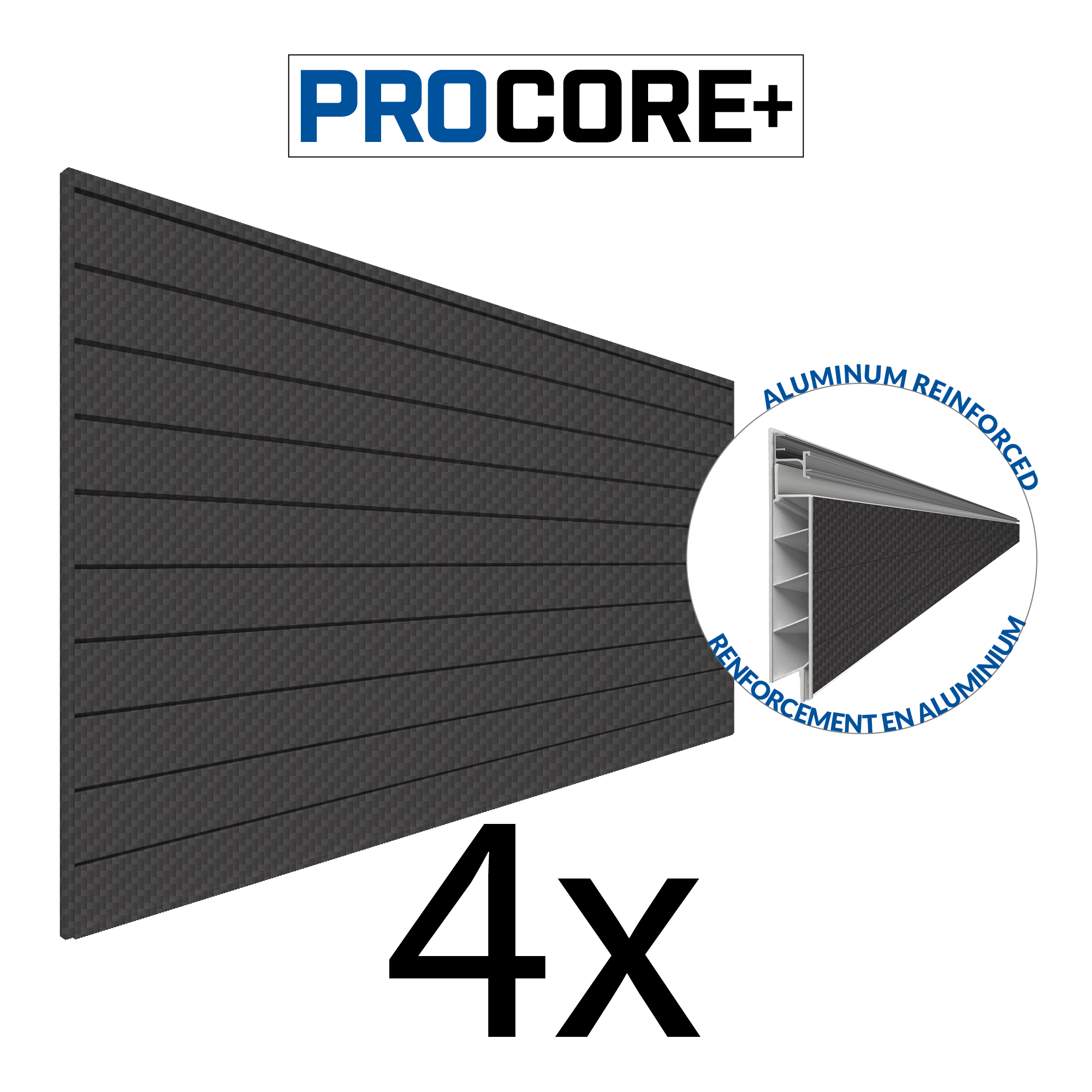 PROCORE PLUS Panneaux en PVC de 4 pi x 8 pi – Ensemble de 4 – 128 pieds carrés