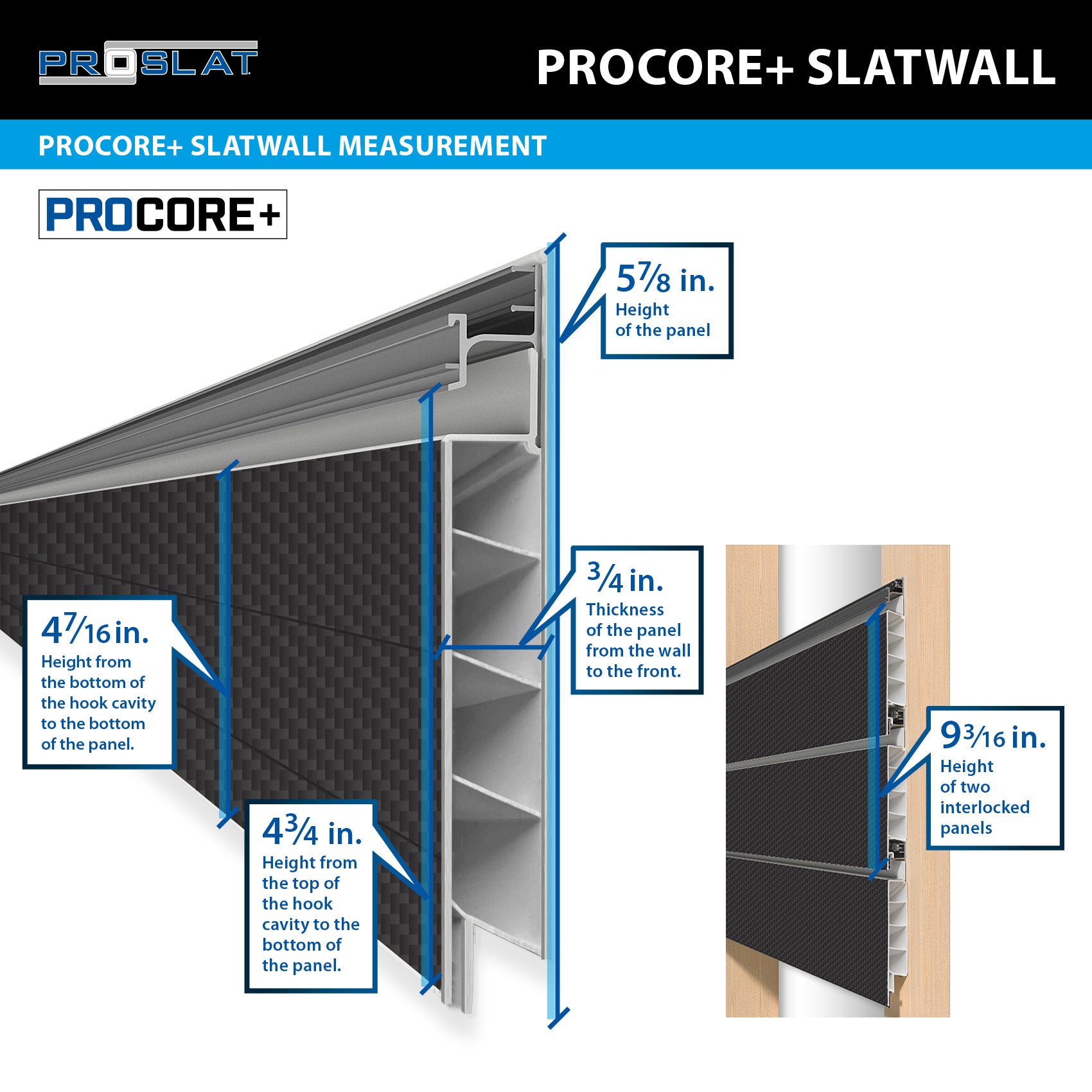 4 x 8 ft. PROCORE PLUS PVC Slatwall – 3 Pack 96 sq ft