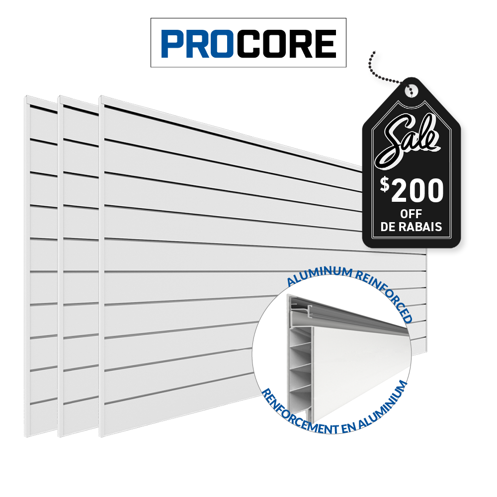 4 ft.  x 8 ft. PROCORE PVC Slatwall - 3 Pack 96 sq ft