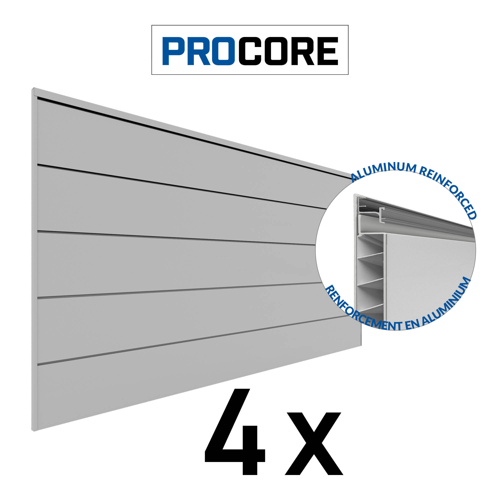 4 ft. x 8 ft. XL PROCORE Slatwall – 4 Pack 128 sq ft