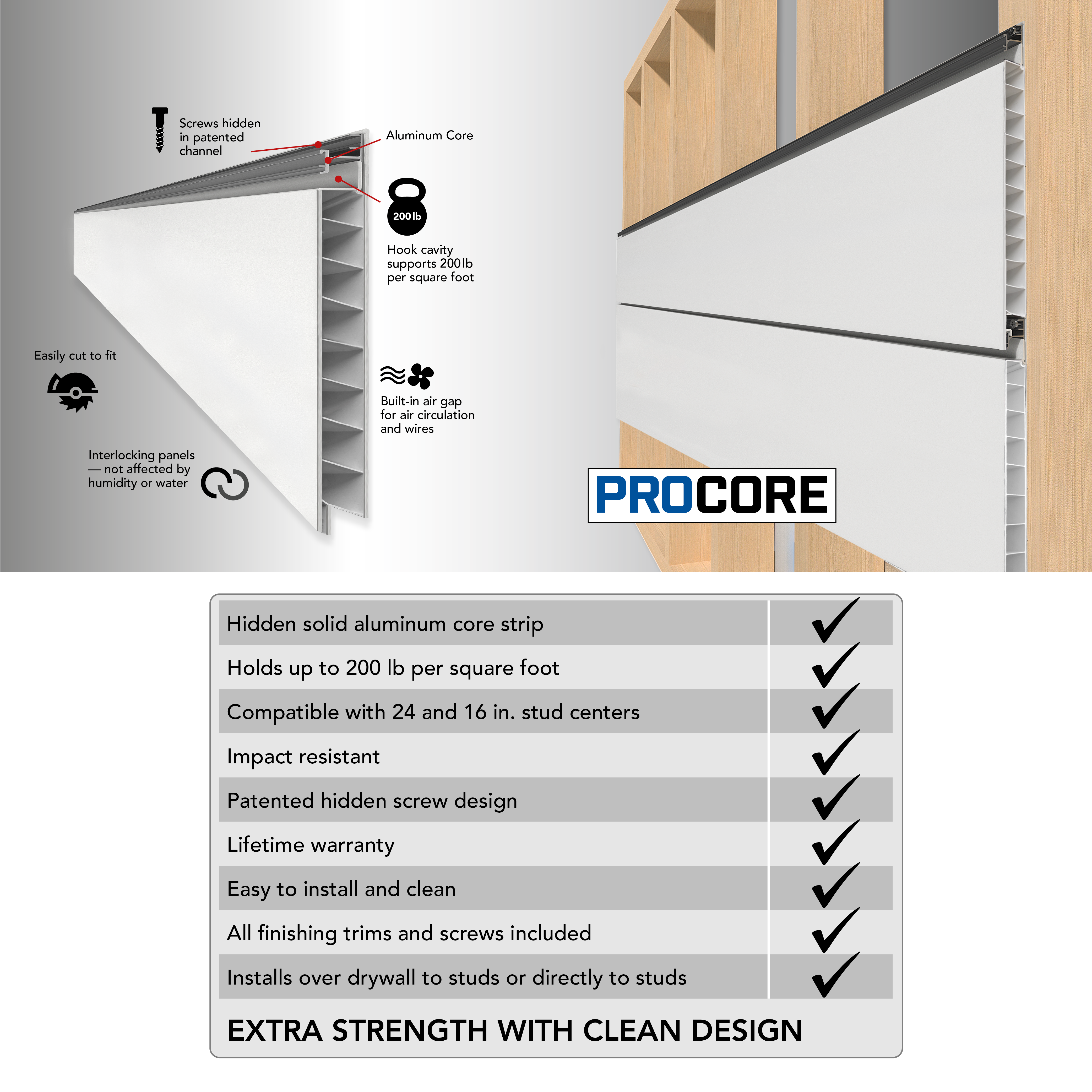 4 ft. x 8 ft. XL PROCORE Slatwall