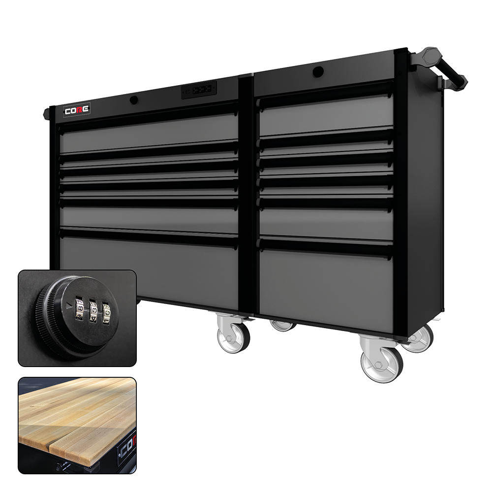 66 Series - 12 Drawers - Black Handles - Traditional Casters