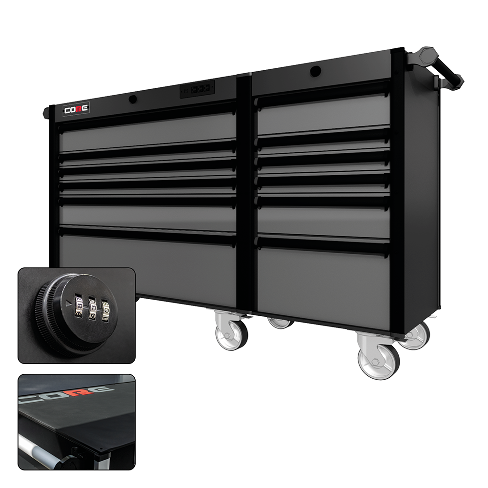 66 Series - 12 Drawers - Black Handles - Traditional Casters