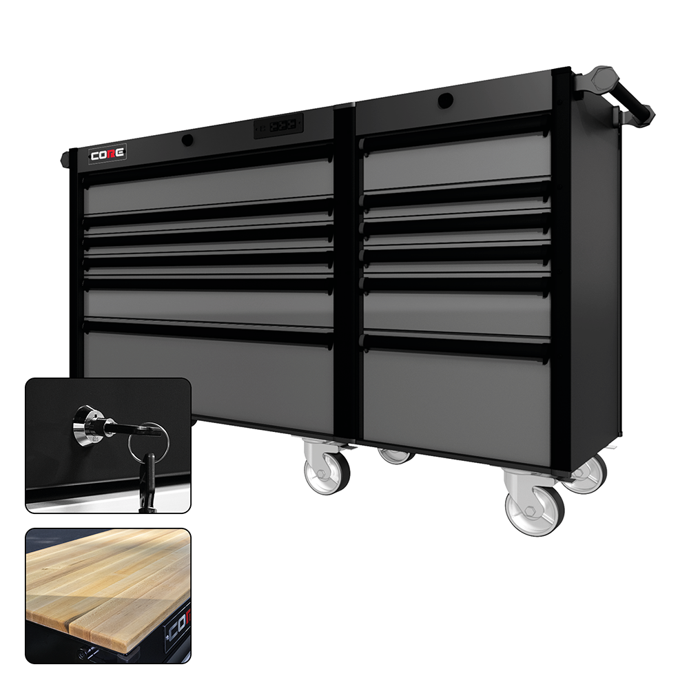 66 Series - 12 Drawers - Black Handles - Traditional Casters