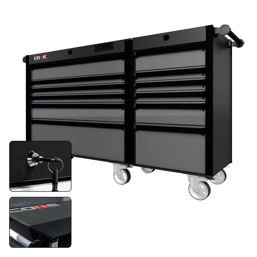 66 Series - 12 Drawers - Black Handles - Traditional Casters