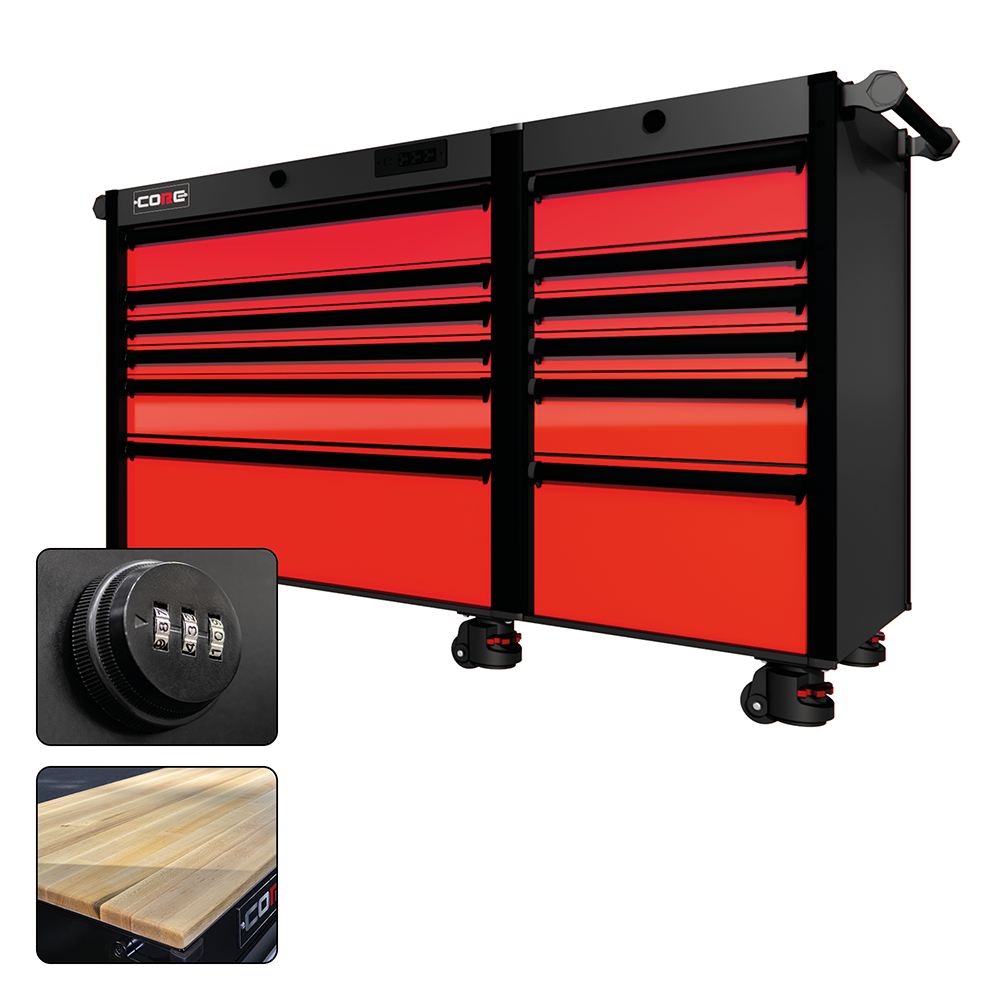 66 Series - 12 Drawers - Black Handles - Foot Casters