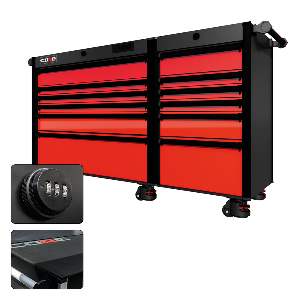 66 Series - 12 Drawers - Black Handles - Foot Casters