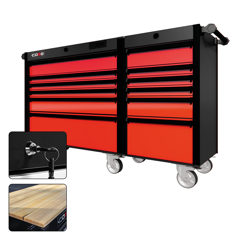 66 Series - 12 Drawers - Black Handles - Traditional Casters