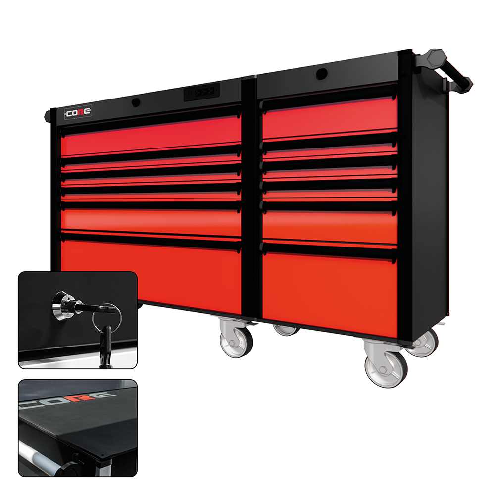 66 Series - 12 Drawers - Black Handles - Traditional Casters