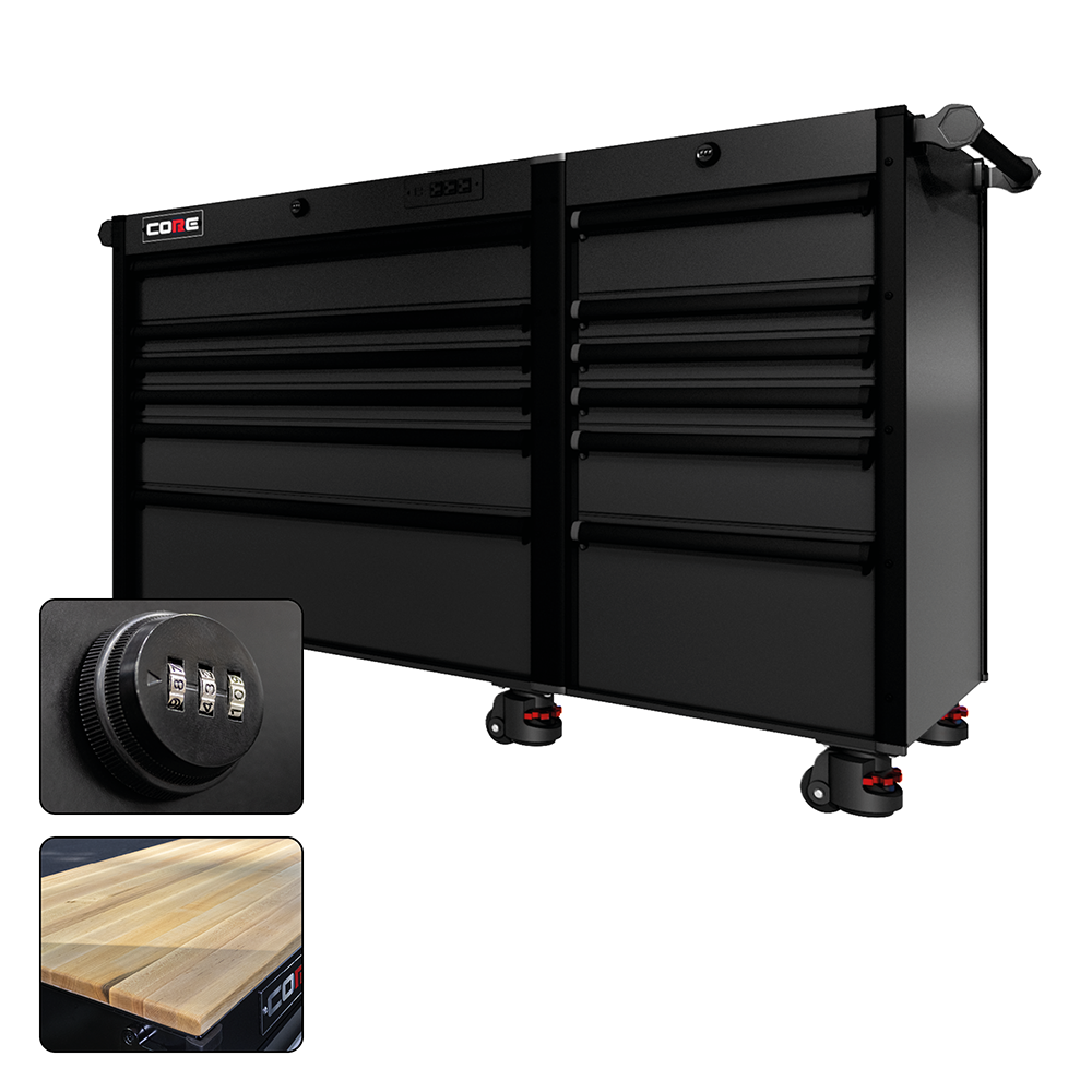 66 Series - 12 Drawers - Black Handles - Foot Casters