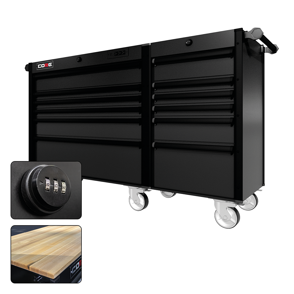 66 Series - 12 Drawers - Black Handles - Traditional Casters