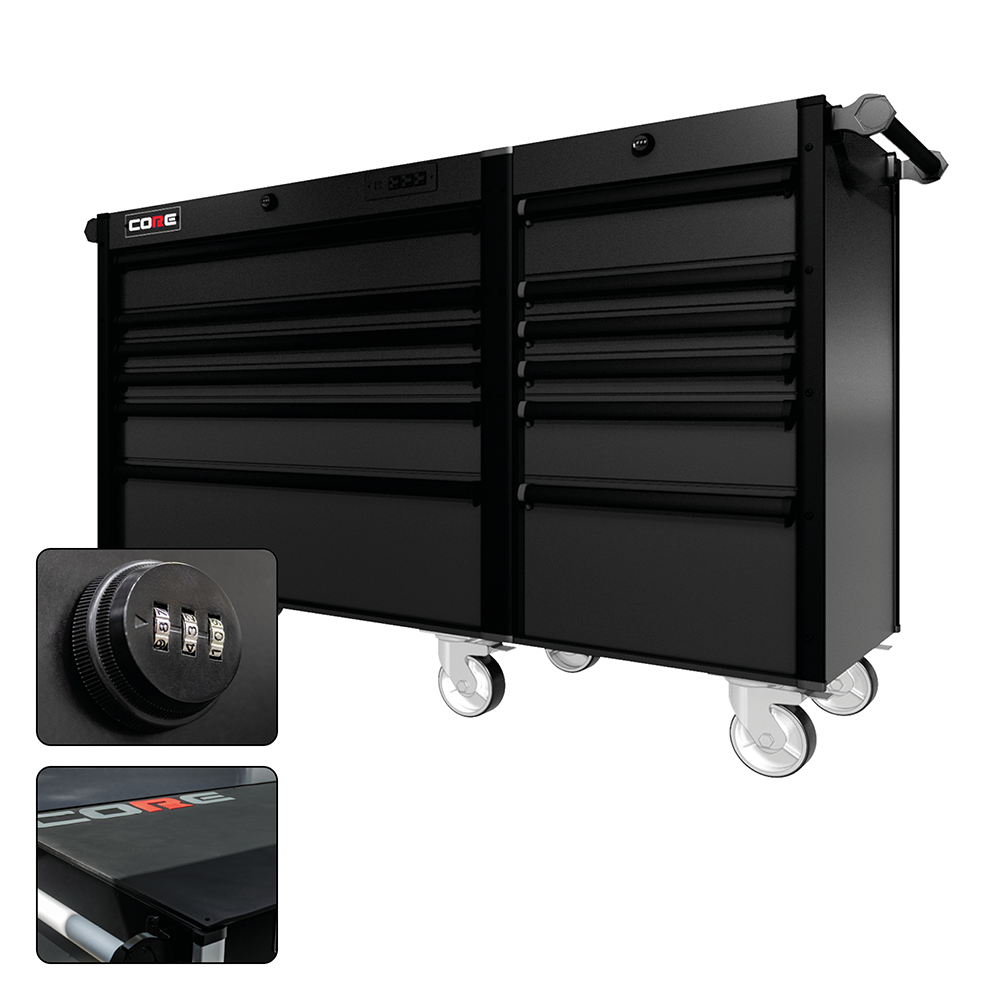 66 Series - 12 Drawers - Black Handles - Traditional Casters