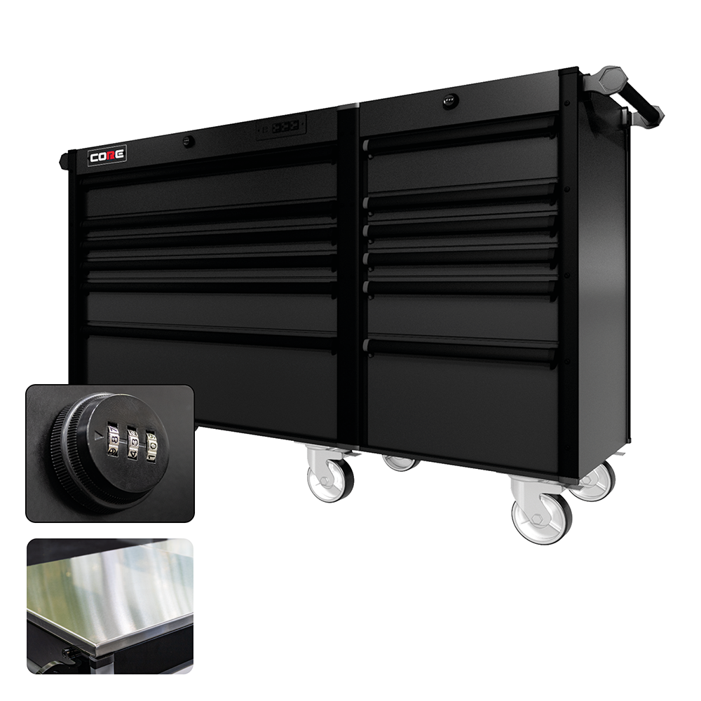 66 Series - 12 Drawers - Black Handles - Traditional Casters