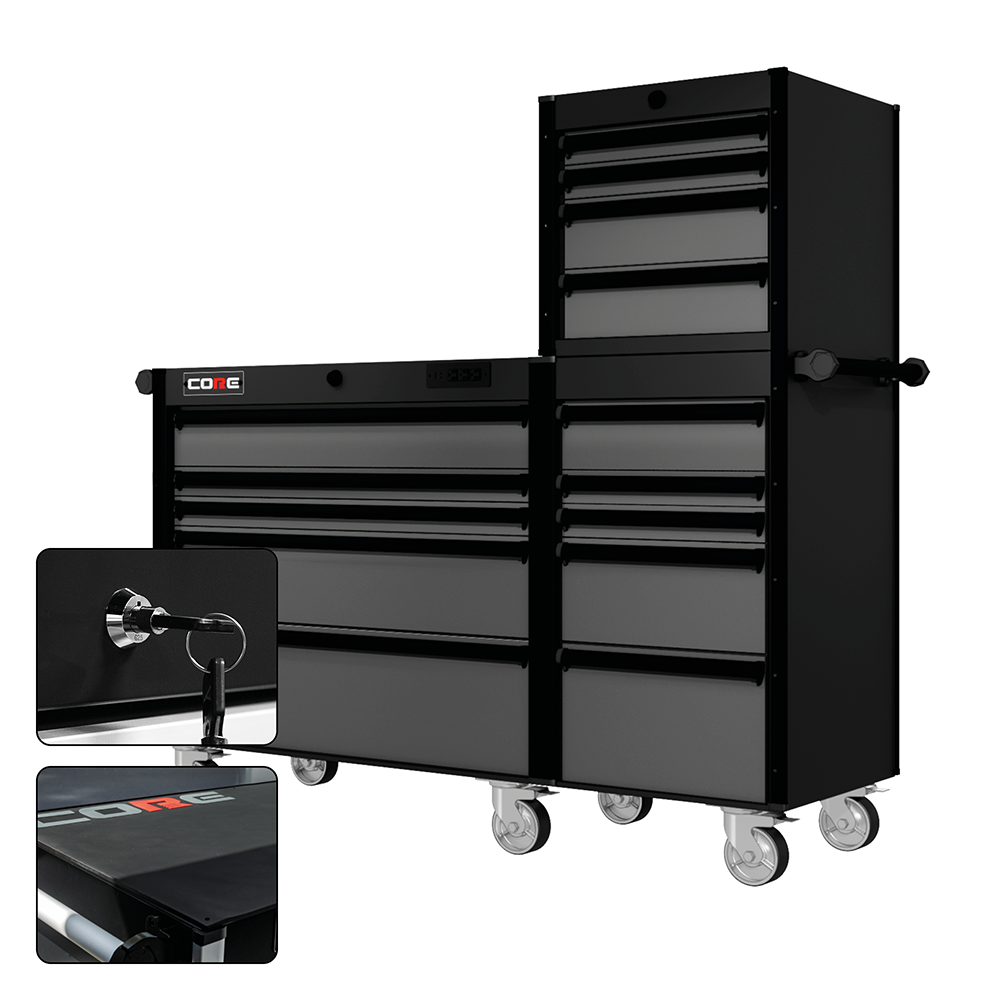 66 Series - 15 Drawers - Black Handles - Traditional Casters