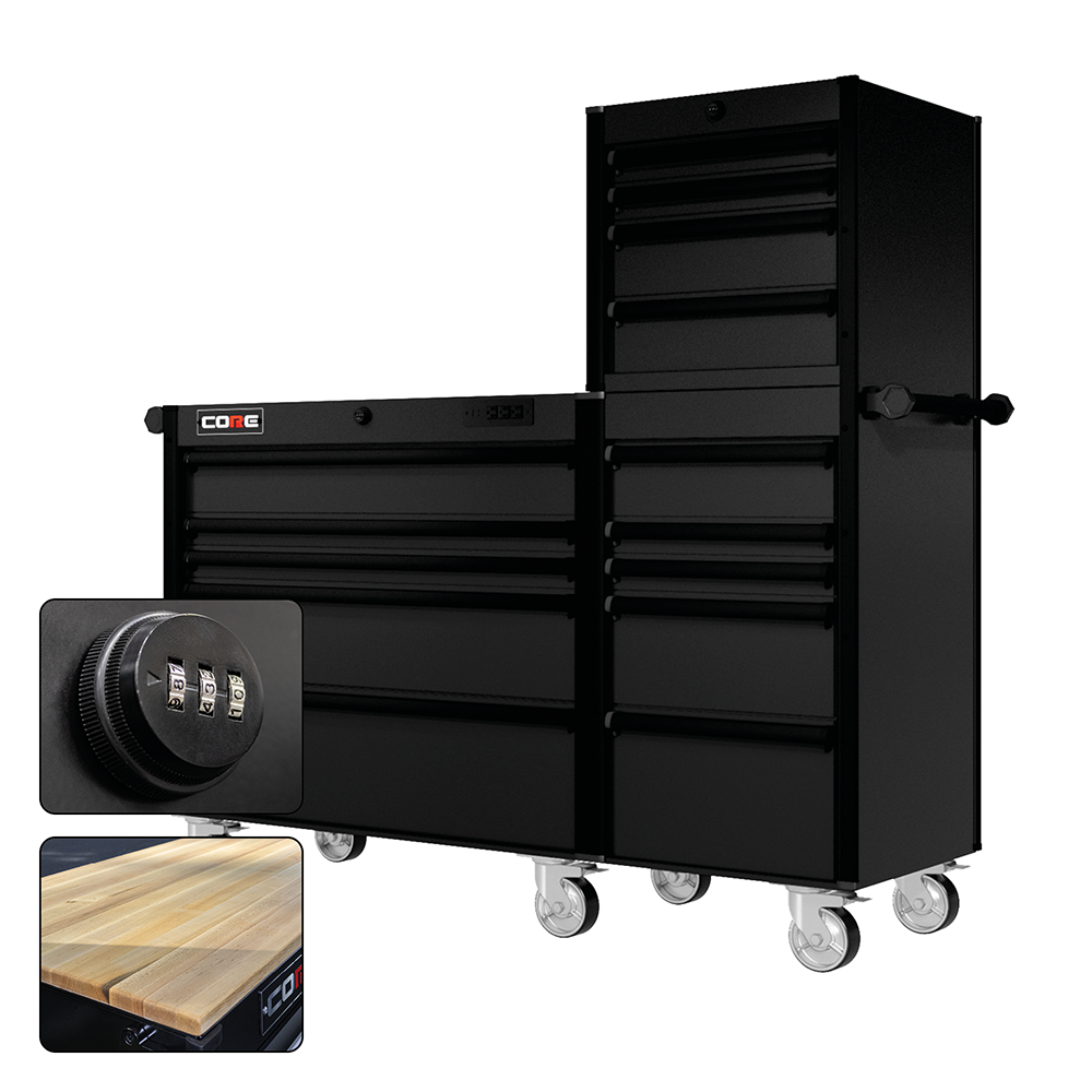 66 Series - 15 Drawers - Black Handles - Traditional Casters