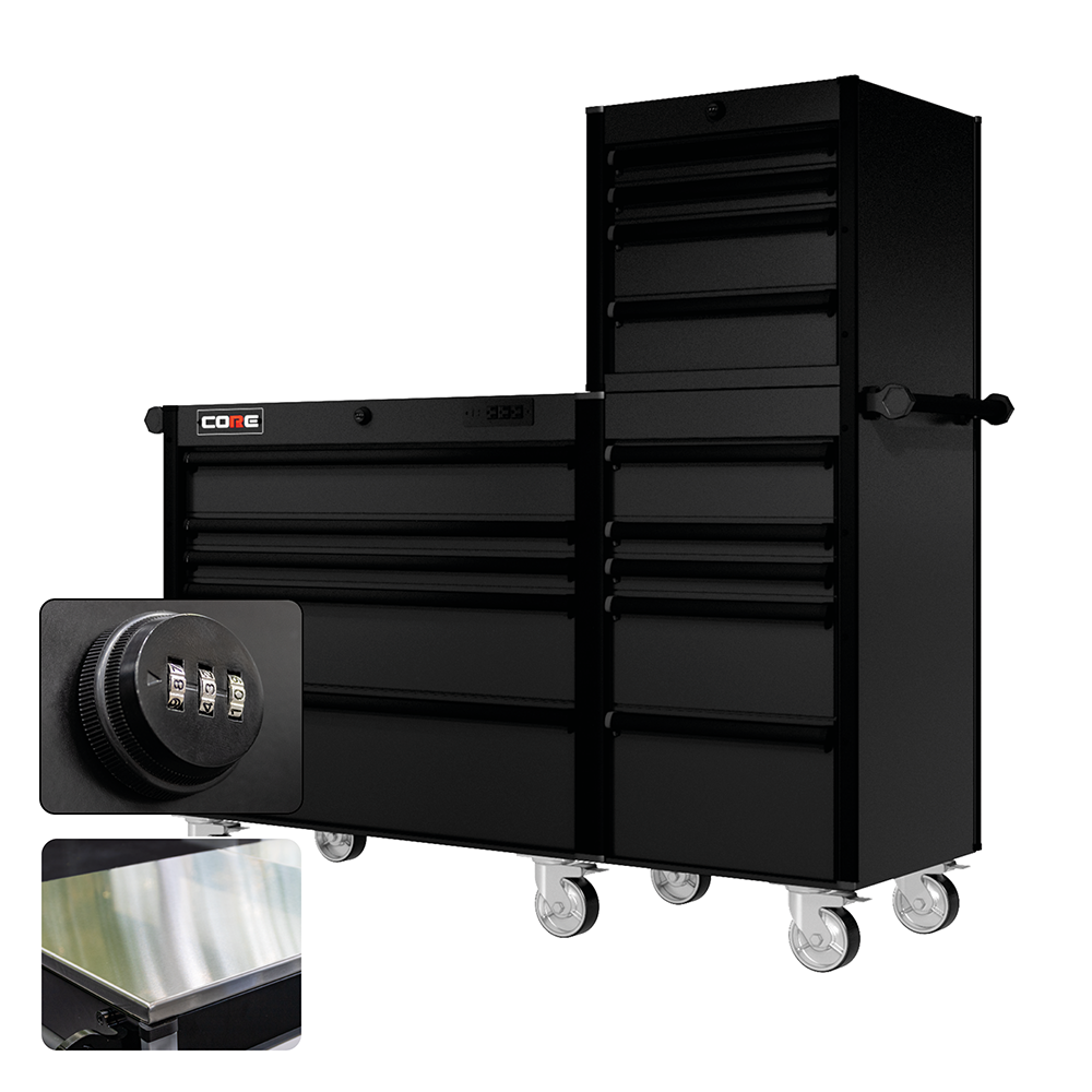 66 Series - 15 Drawers - Black Handles - Traditional Casters