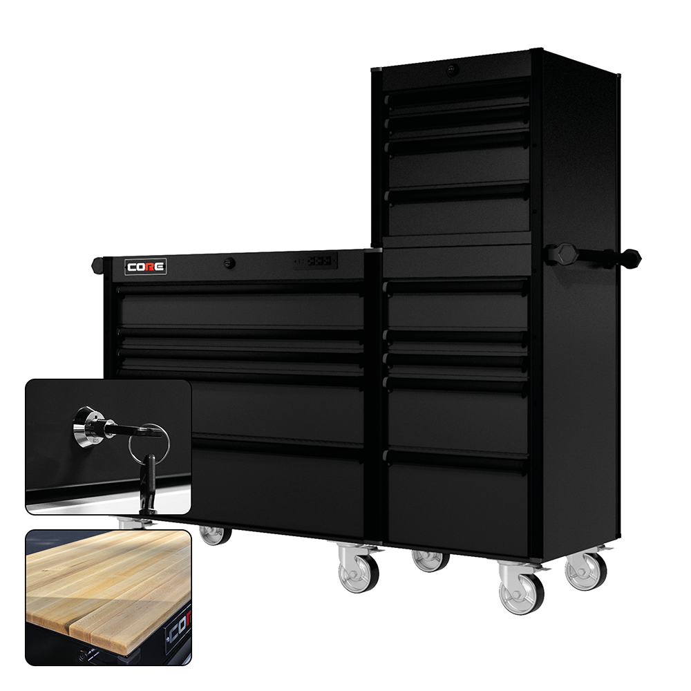 66 Series - 15 Drawers - Black Handles - Traditional Casters