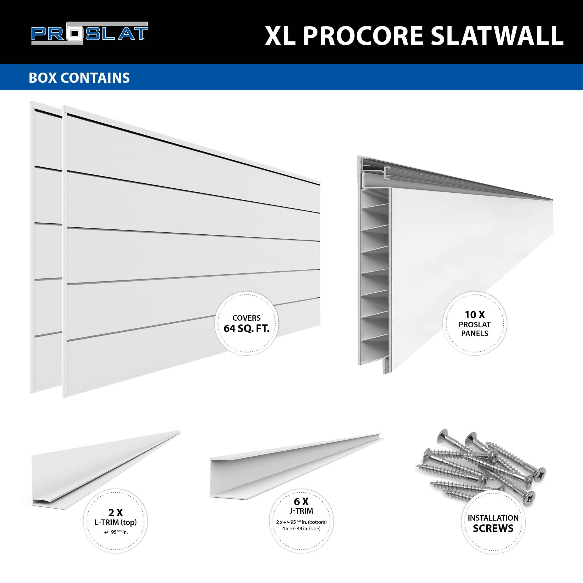 4 ft. x 8 ft. XL PROCORE Slatwall – 2 Pack 64 sq ft