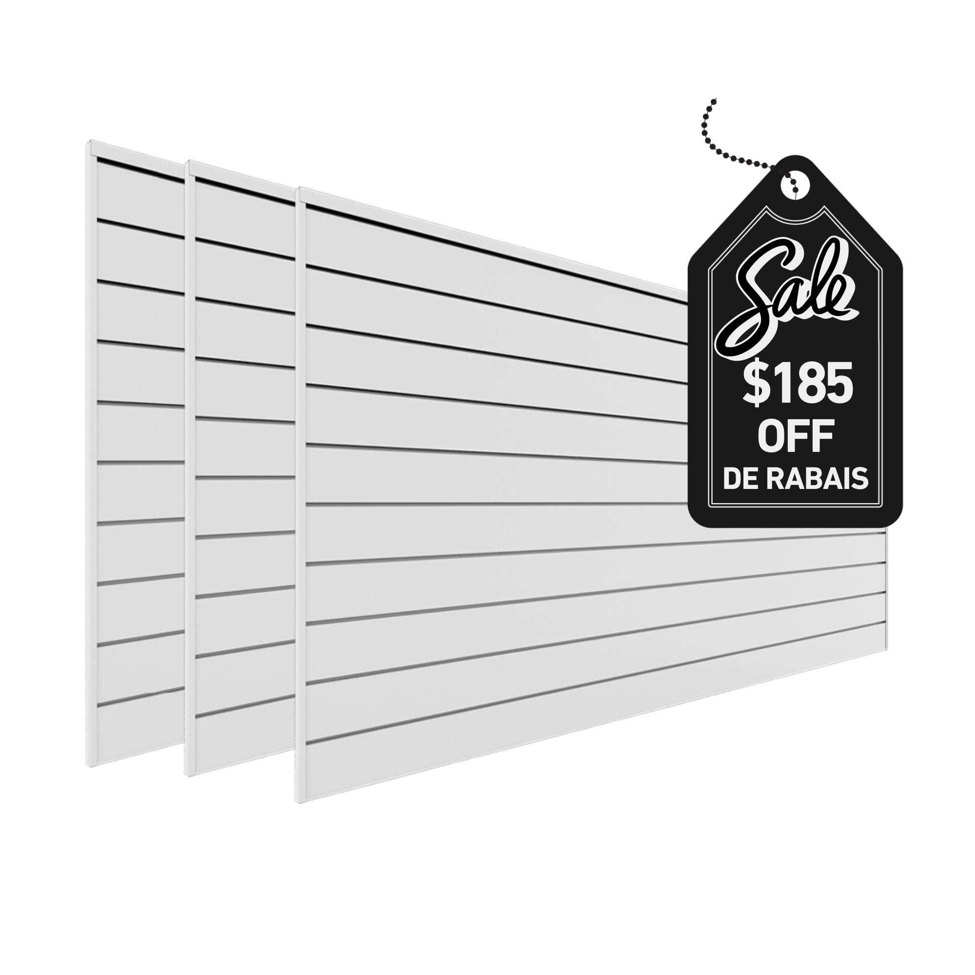 4 ft. x 8 ft. PVC Slatwall – 3 pack 96 sq ft