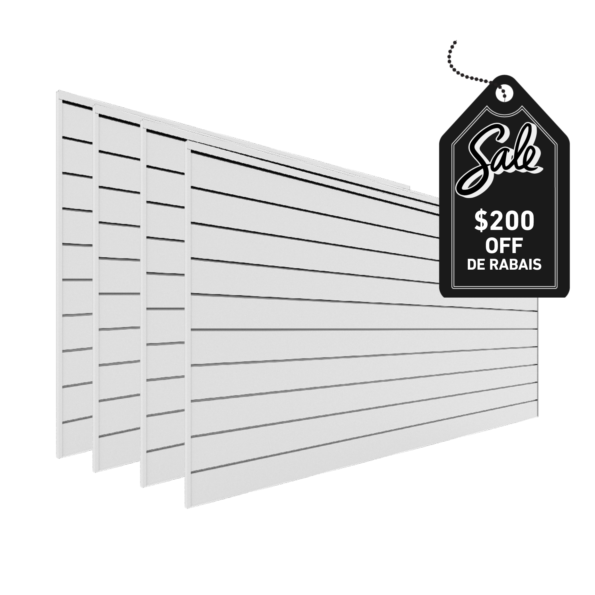 4 ft. x 8 ft. PVC Slatwall - 4 pack 128 sq ft