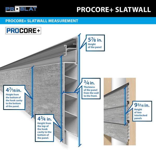 8 ft. x 4 ft. PROCORE+ Gray Wood PVC Slatwall