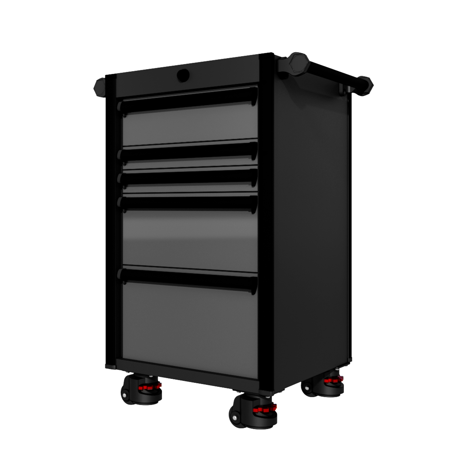 22 Series - 5 Drawers - Black Handles - Foot Casters