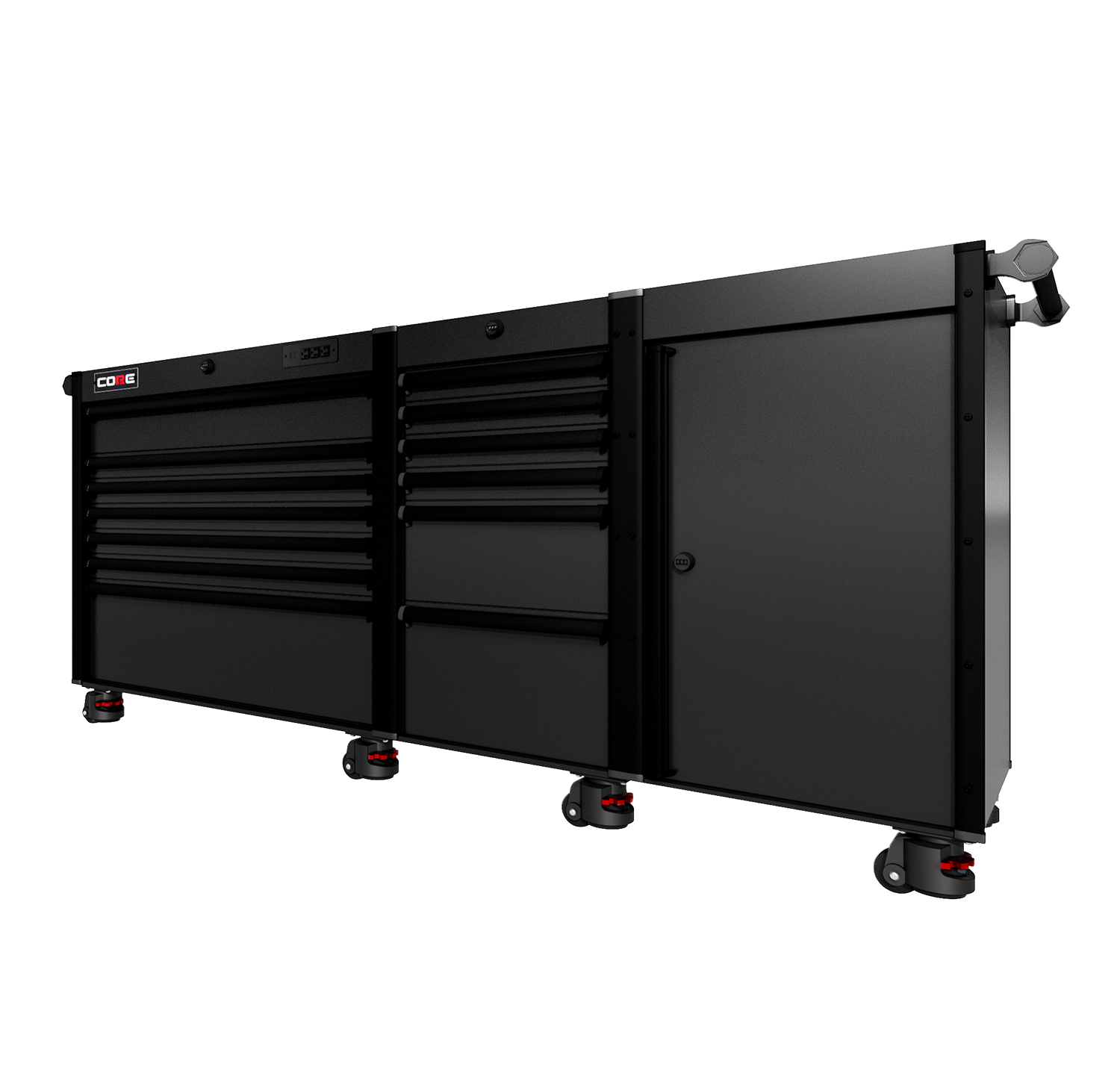 88 Series - 13 Drawers - Black Handles - Foot Casters