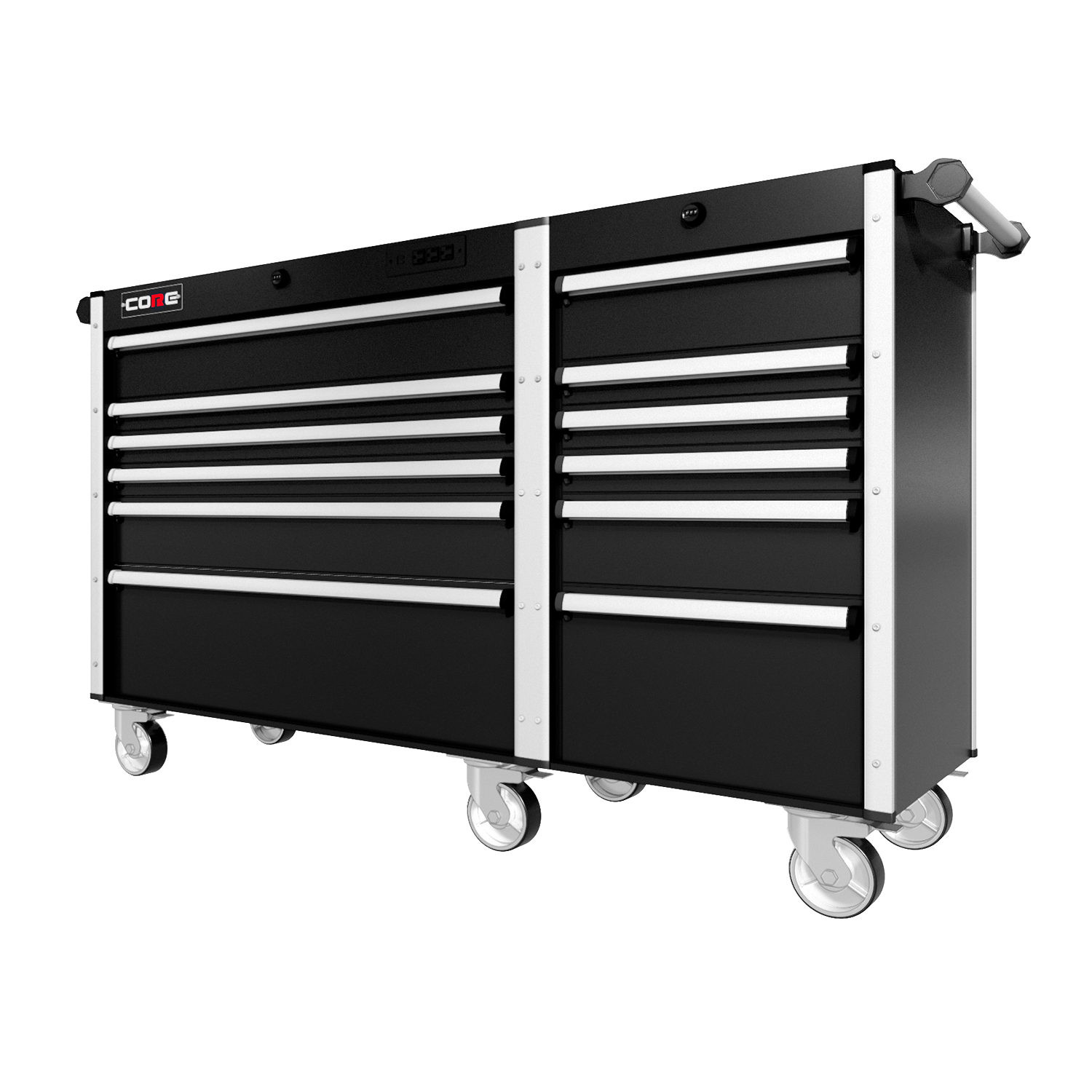 66 Series - 12 Drawers - Silver Handles - Traditional Casters