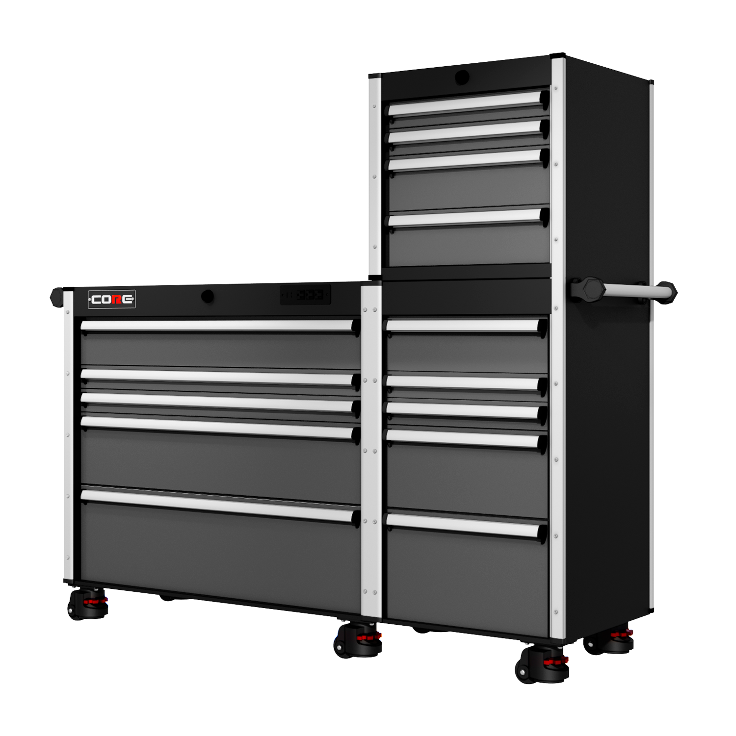 66 Series - 15 Drawers - Silver Handles - Foot Casters