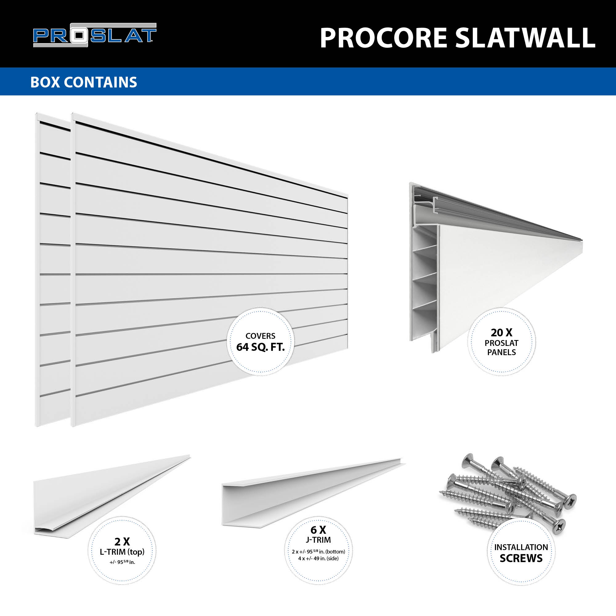 4 ft. x 8 ft. PROCORE PVC Slatwall – 2 Pack 64 sq ft