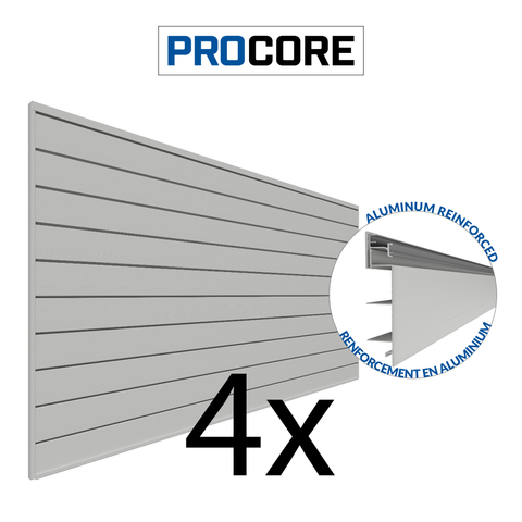 8 ft.  x 4 ft. PROCORE PVC Slatwall Grey - 4 Pack 128 sq ft