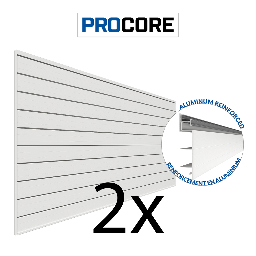 8 ft.  x 4 ft. PROCORE PVC Slatwall White - 2 Pack 64 sq ft