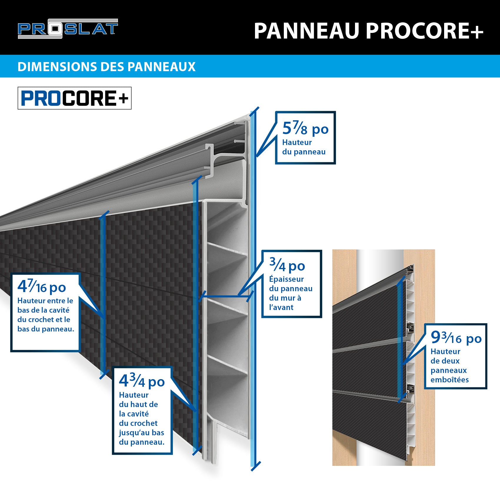PROCORE+ Panneaux en PVC fibre de carbone grise argentée de 8 pi x 4 pi – Ensemble de 2 – 64 pieds carrés