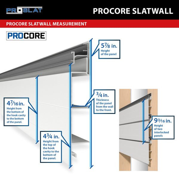8 ft.  x 4 ft. PROCORE PVC Slatwall White - 3 Pack 96 sq ft