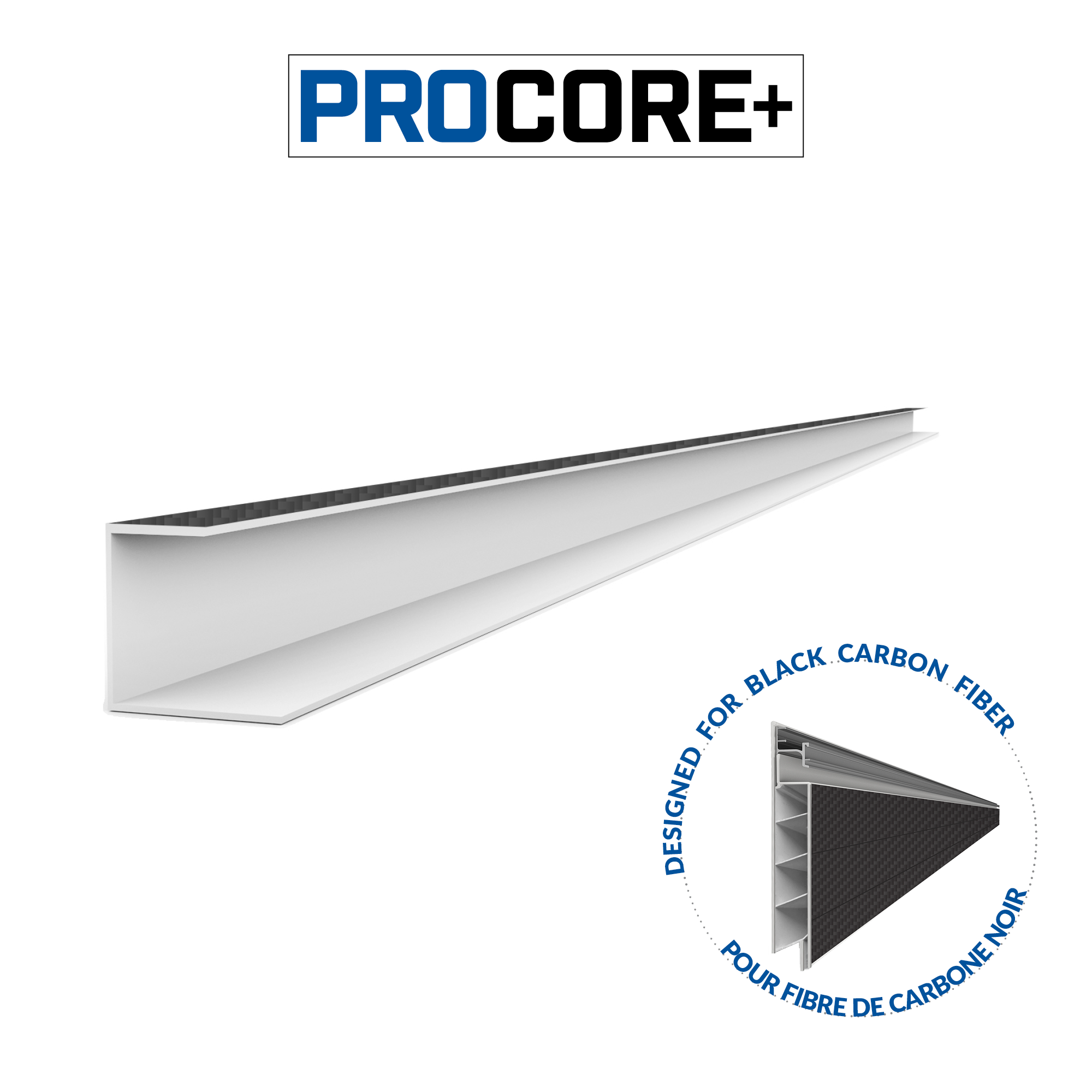 PROCORE+ Moulures latérales de 8 pi – Fibre de carbone noire