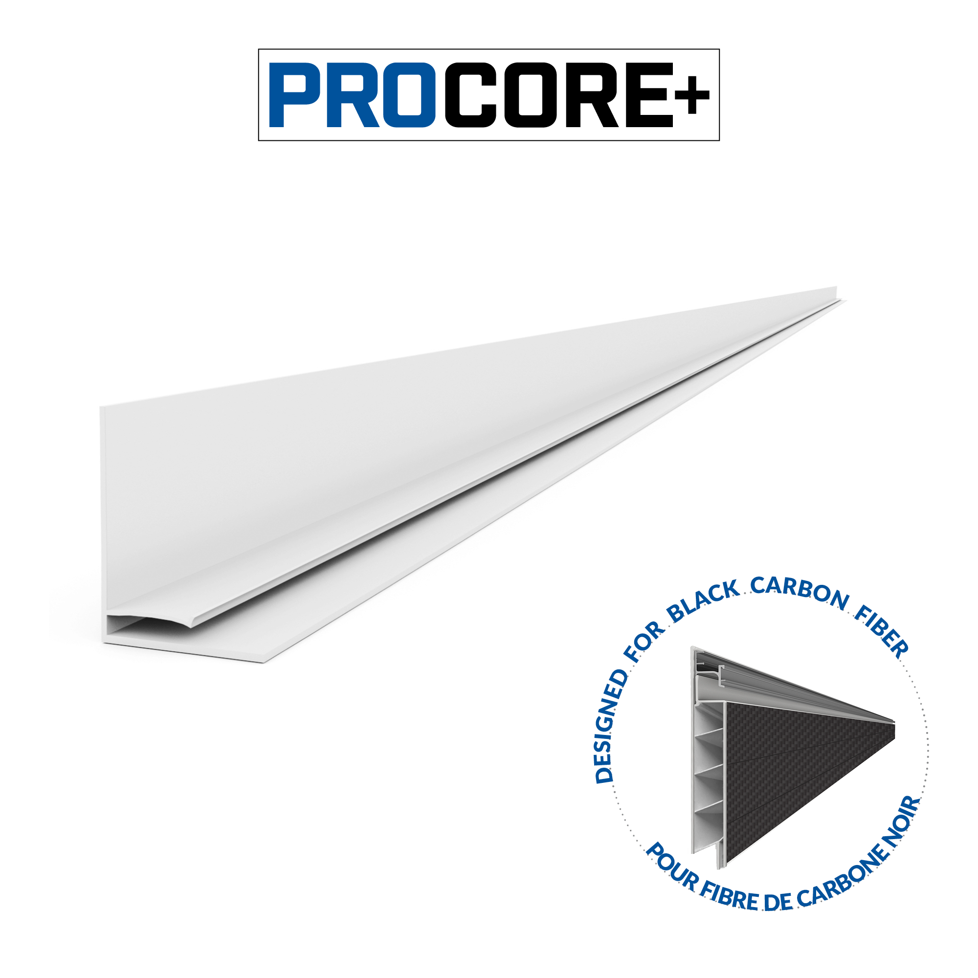 PROCORE+ Ensemble de moulures supérieures de 8 pi – Fibre de carbone noire