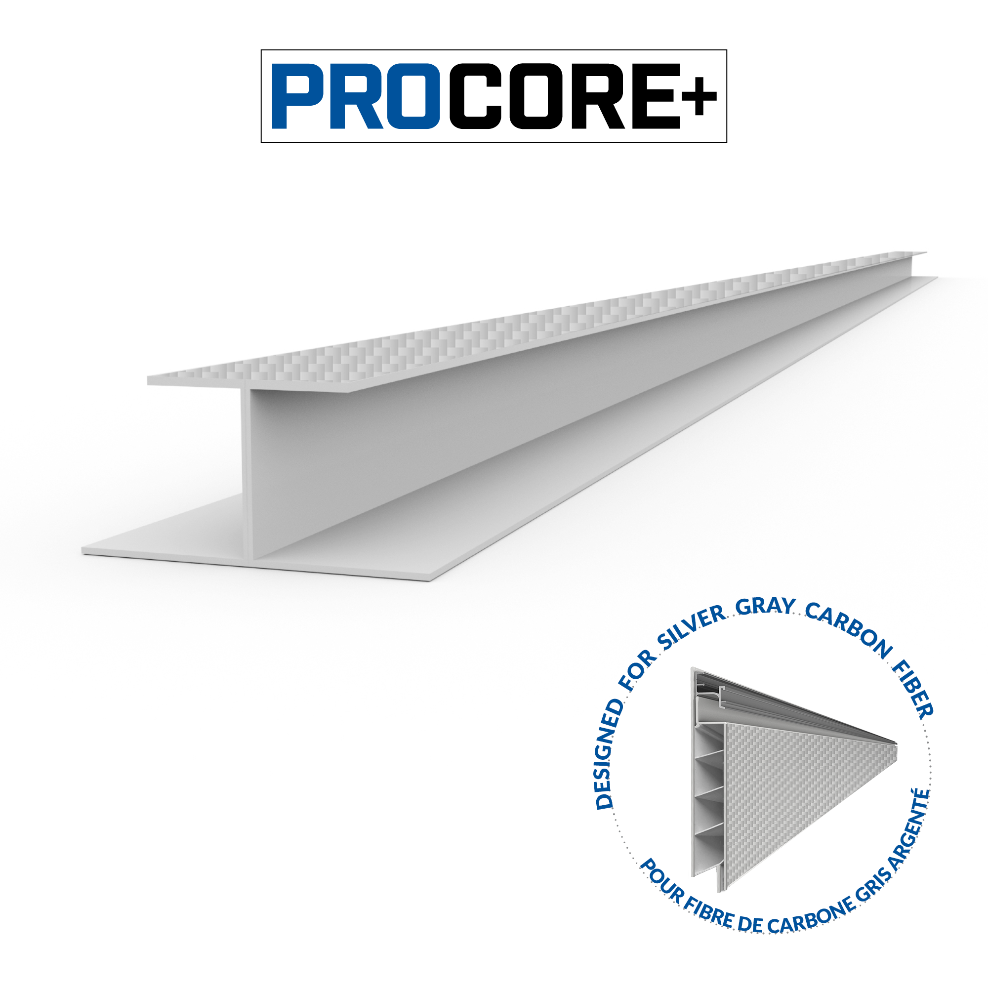 8 ft. PROCORE+ Silver gray carbon fiber PVC H-Trim Pack